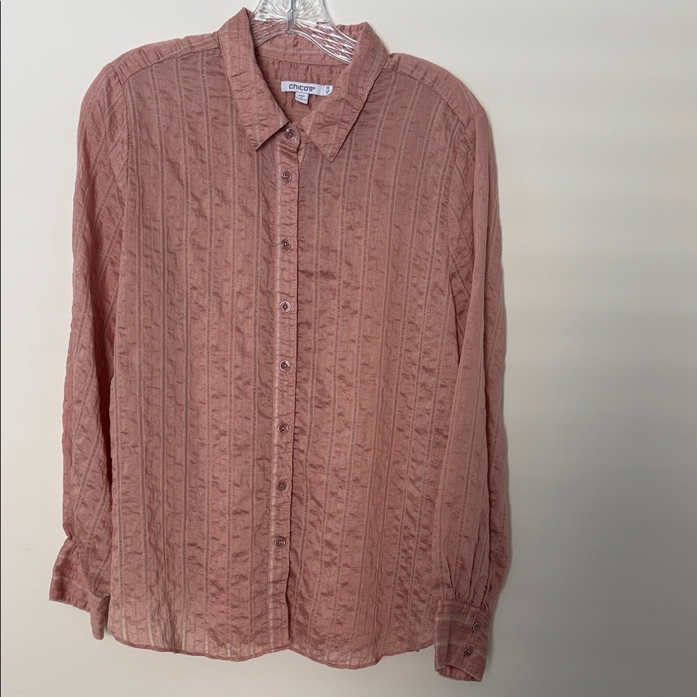 Chicos Pink Striped Blouse, size 1.5